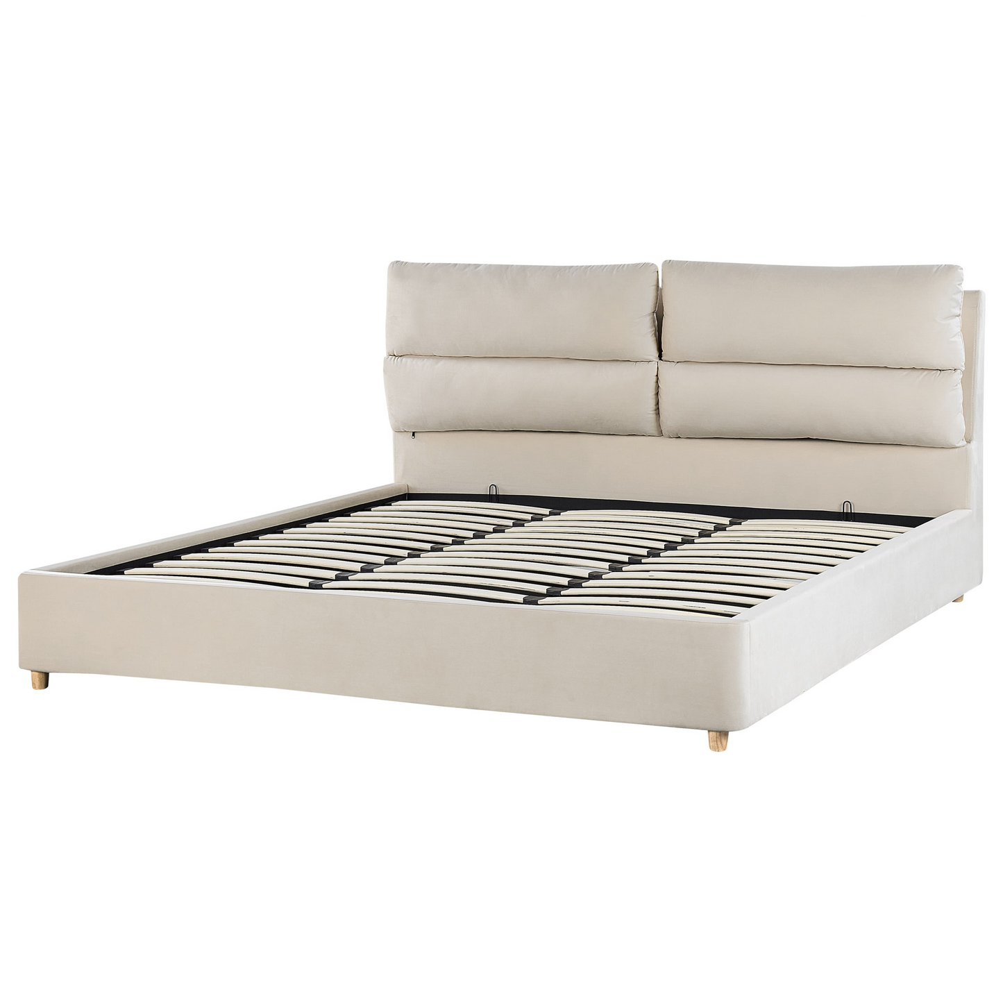 Lit Double Japandi en Tissu Beige 180x200 – Batilly