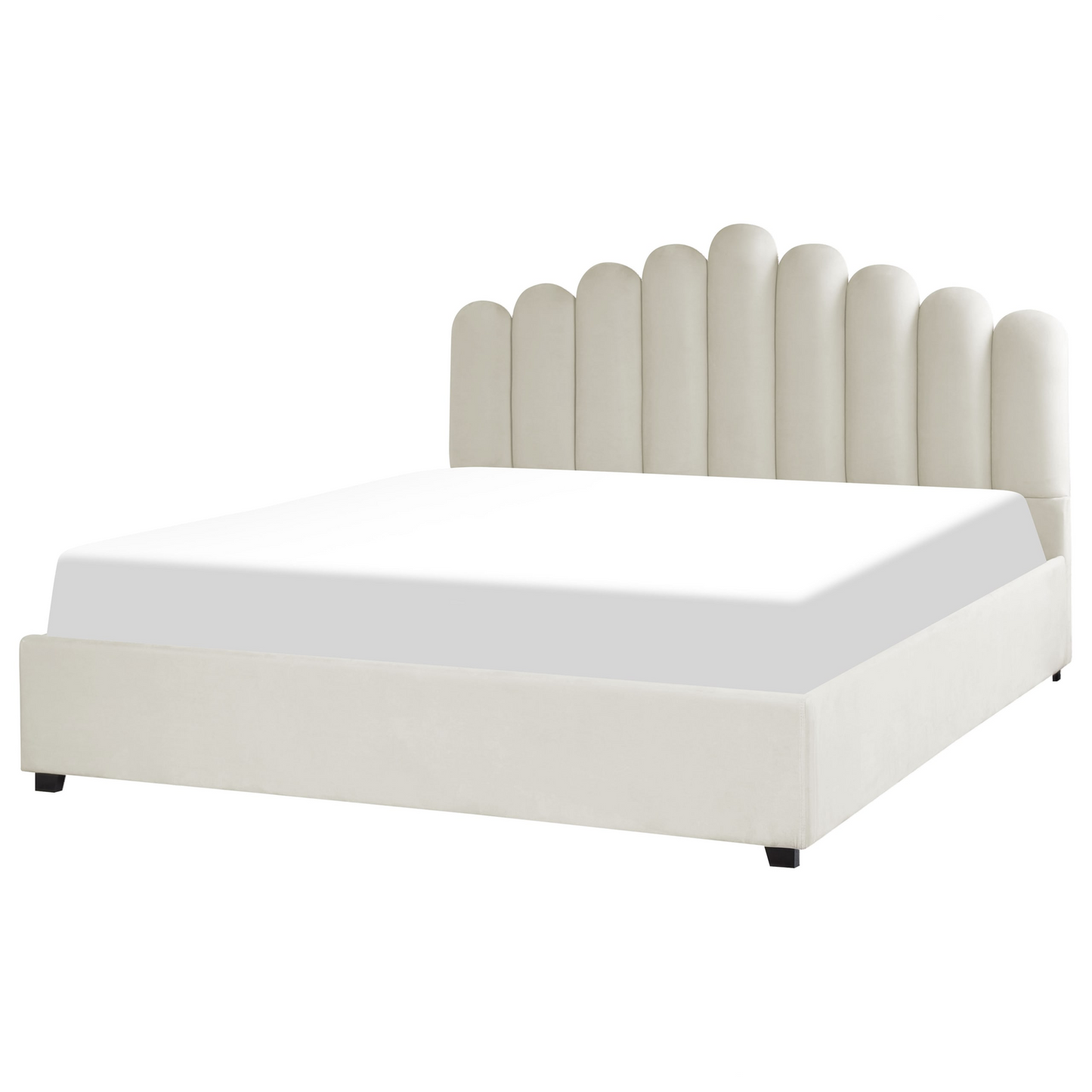 Lit Double Japandi en Tissu Blanc 180x200 – Vincennes