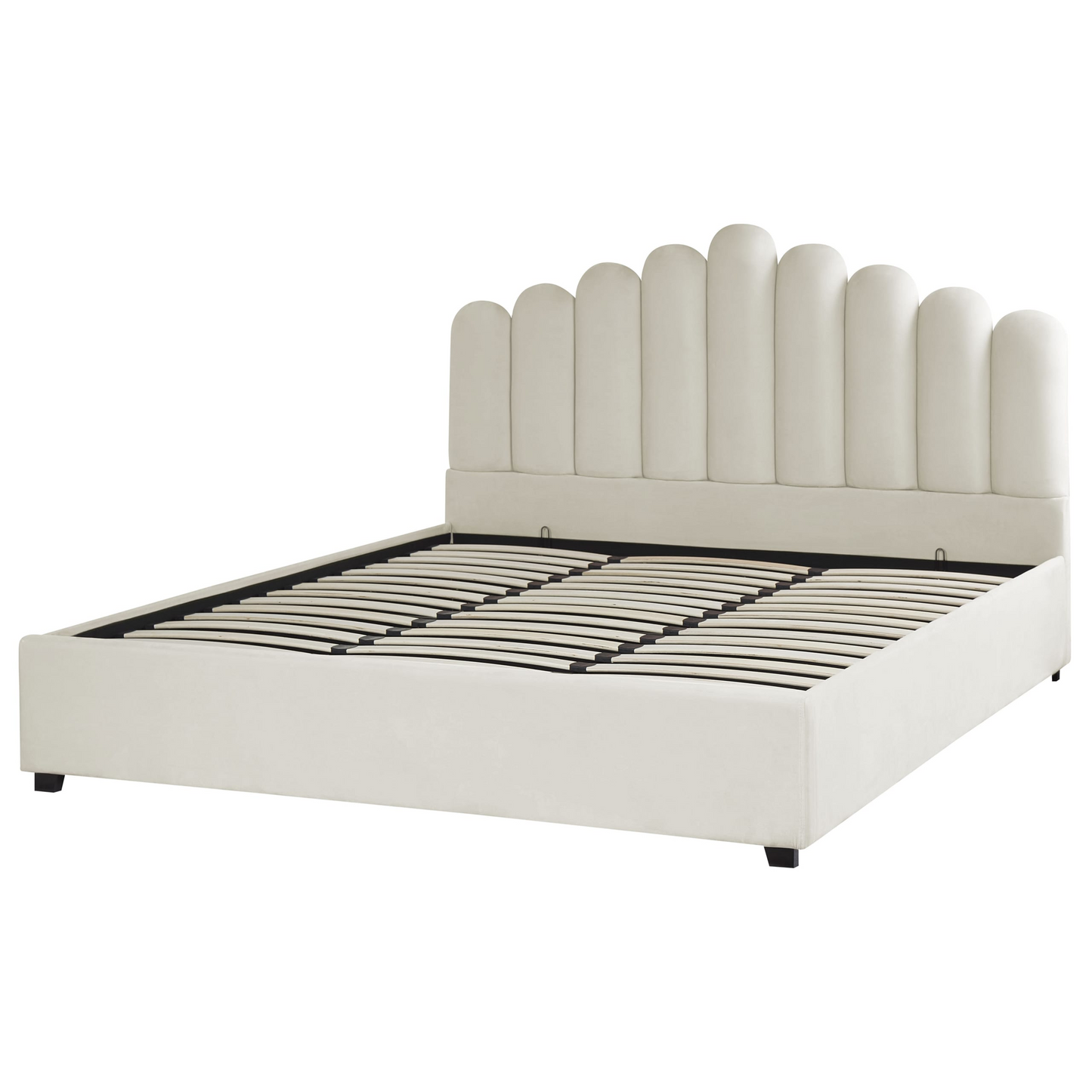 Lit Double Japandi en Tissu Blanc 180x200 – Vincennes