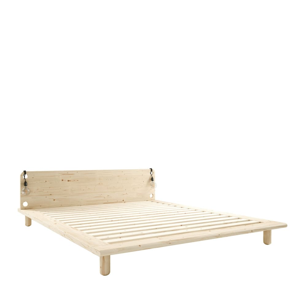 Lit Japandi en bois avec lampes de chevets 180x200cm – PEEK