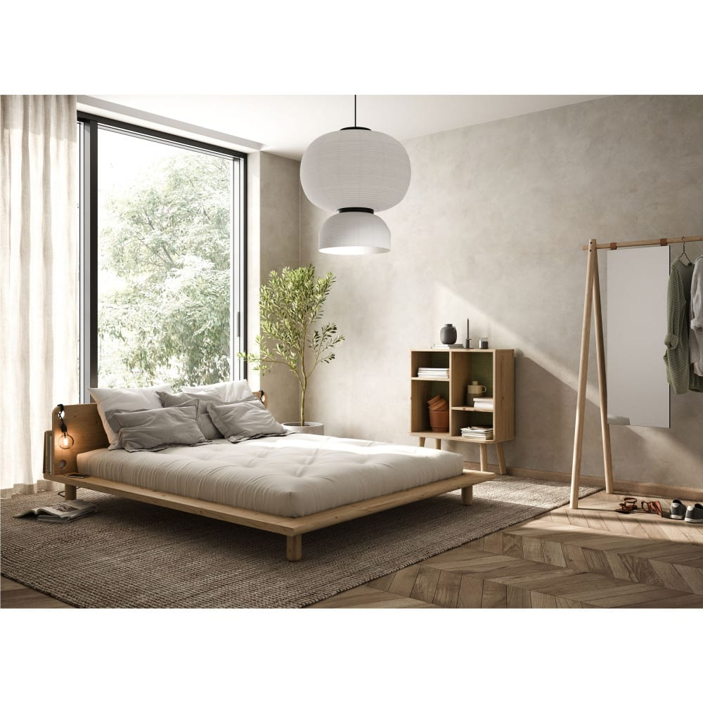 Lit Japandi en bois avec lampes de chevets 180x200cm – PEEK