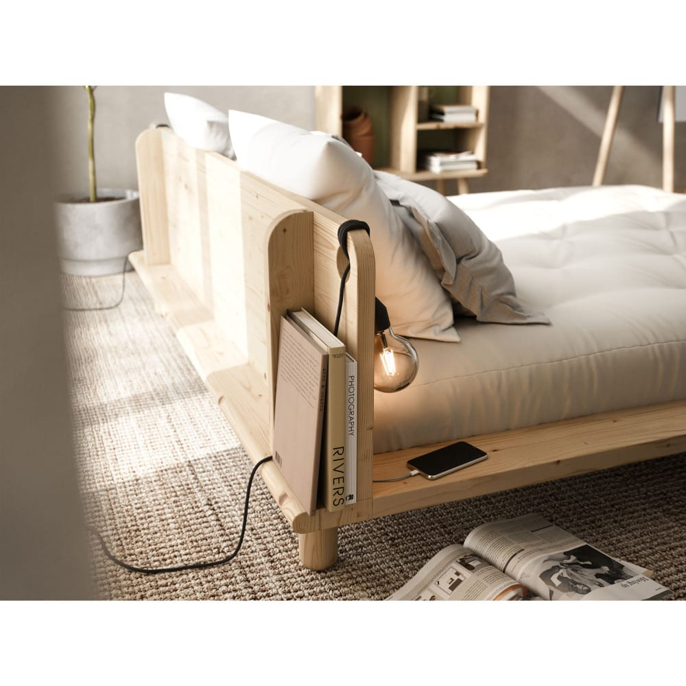 Lit Japandi en bois avec lampes de chevets 180x200cm – PEEK