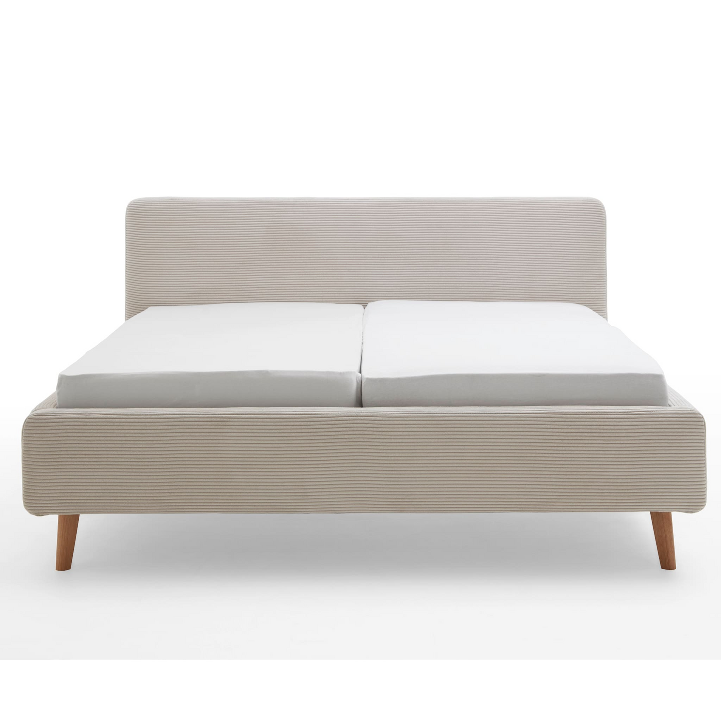 Lit Japandi rembourré en velours beige 160x200 – Nom du Produit