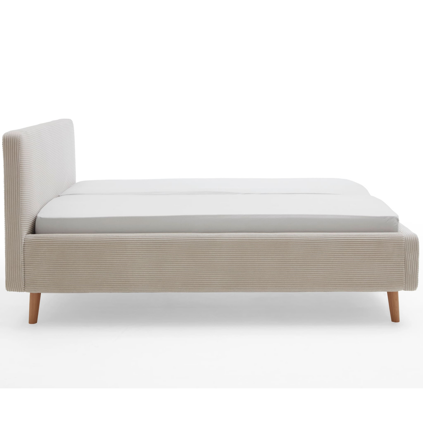 Lit Japandi rembourré en velours beige 160x200 – Nom du Produit