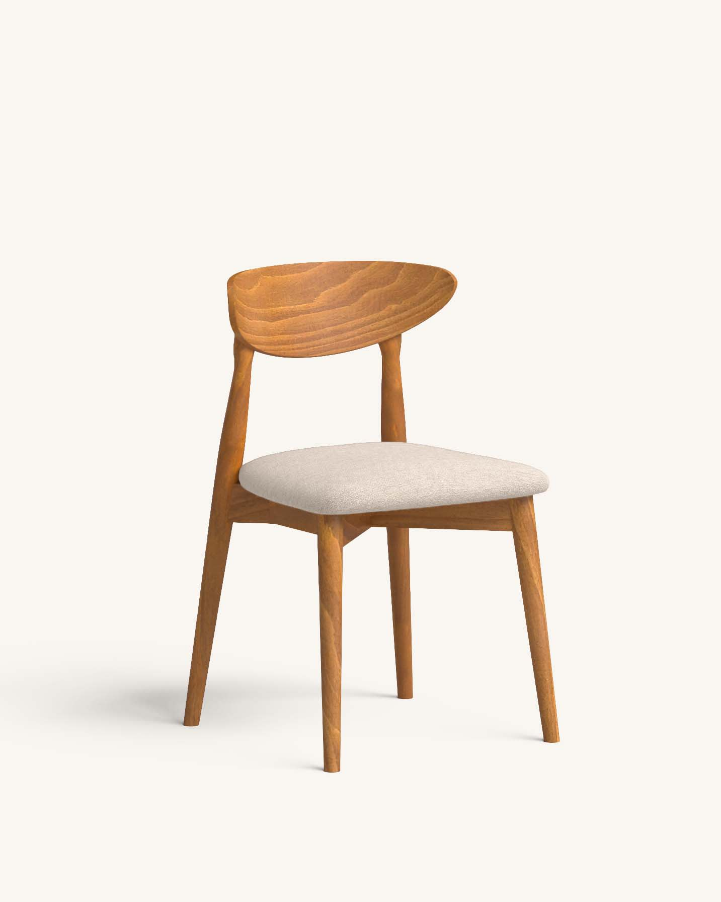 Lot de 2 Chaises en Bois et Tissu Recyclé Japandi couleur beige – Mailis