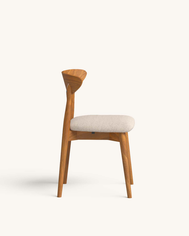 Lot de 2 Chaises en Bois et Tissu Recyclé Japandi couleur beige – Mailis