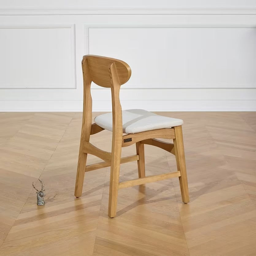 Chaises Japandi en chêne massif et tissu beige x2 – DALHIA