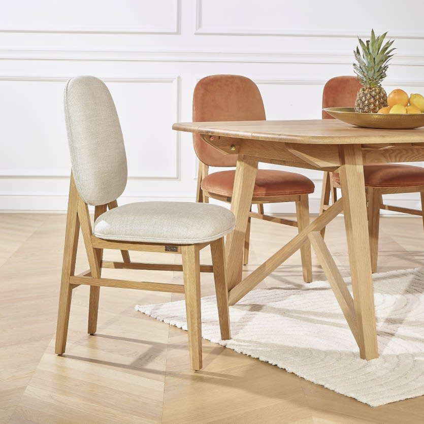 Lot de 2 Chaises Japandi en chêne massif et lin beige – Lucette