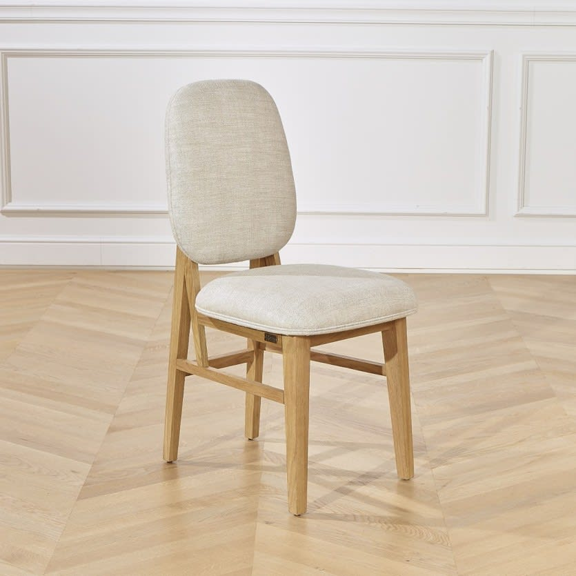 Lot de 2 Chaises Japandi en chêne massif et lin beige – Lucette