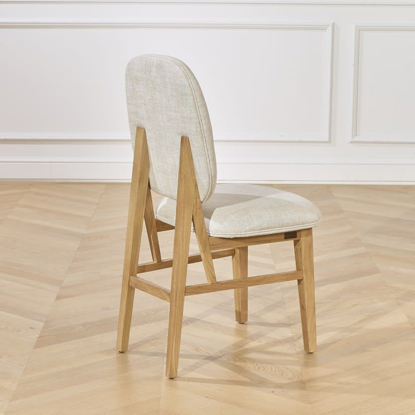 Lot de 2 Chaises Japandi en chêne massif et lin beige – Lucette