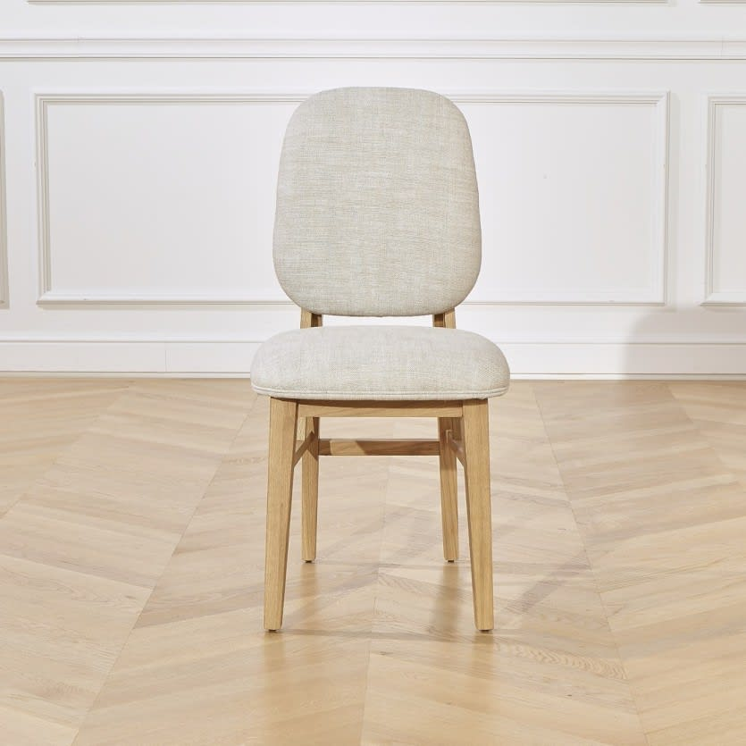 Lot de 2 Chaises Japandi en chêne massif et lin beige – Lucette