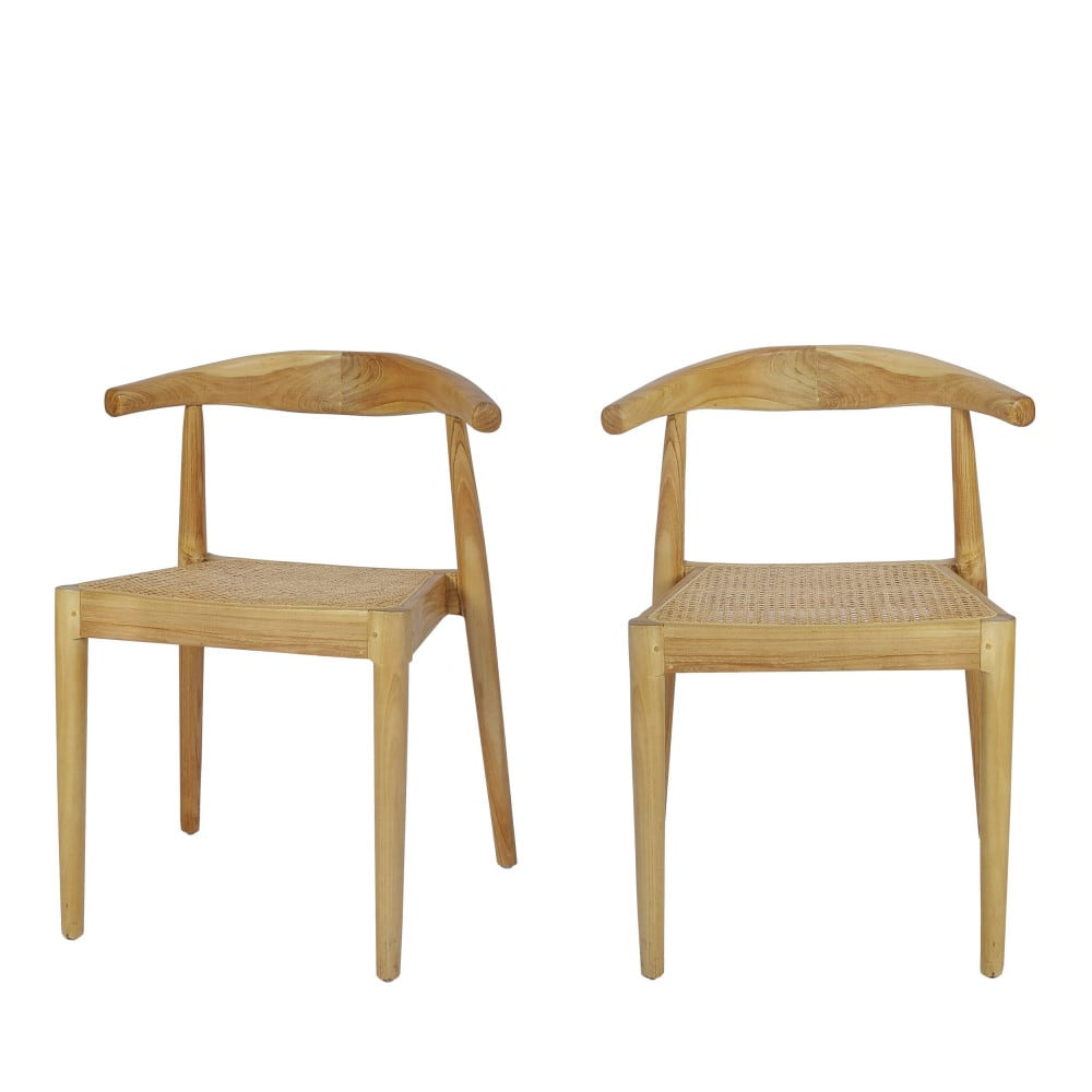 Lot de 2 chaises en teck et cannage Japandi - Bunga
