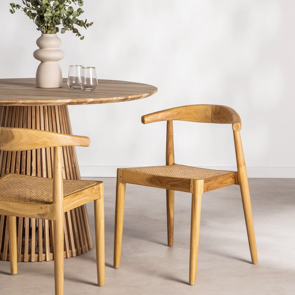 Lot de 2 chaises en teck et cannage Japandi - Bunga