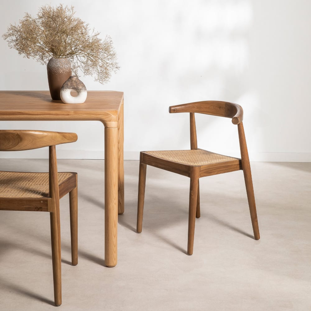 Lot de 2 chaises en teck et cannage Japandi - Bunga