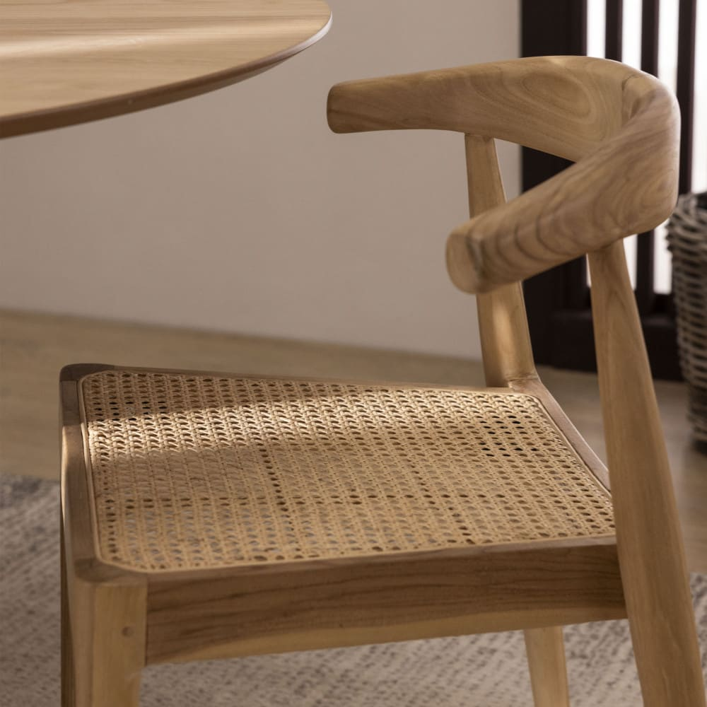 Lot de 2 chaises en teck et cannage Japandi - Bunga