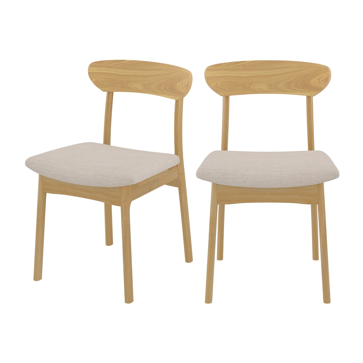 Chaises Japandi en tissu beige et bois clair – Lana