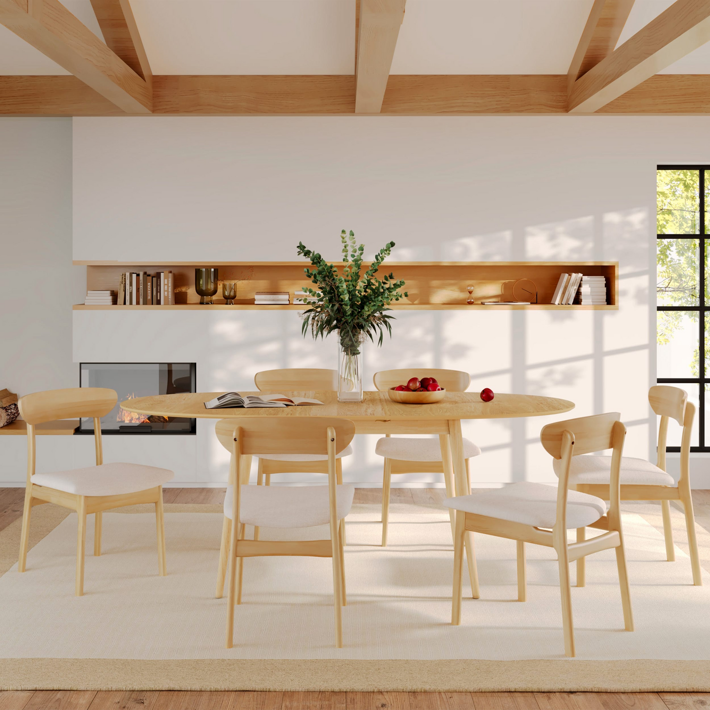 Chaises Japandi en tissu beige et bois clair – Lana
