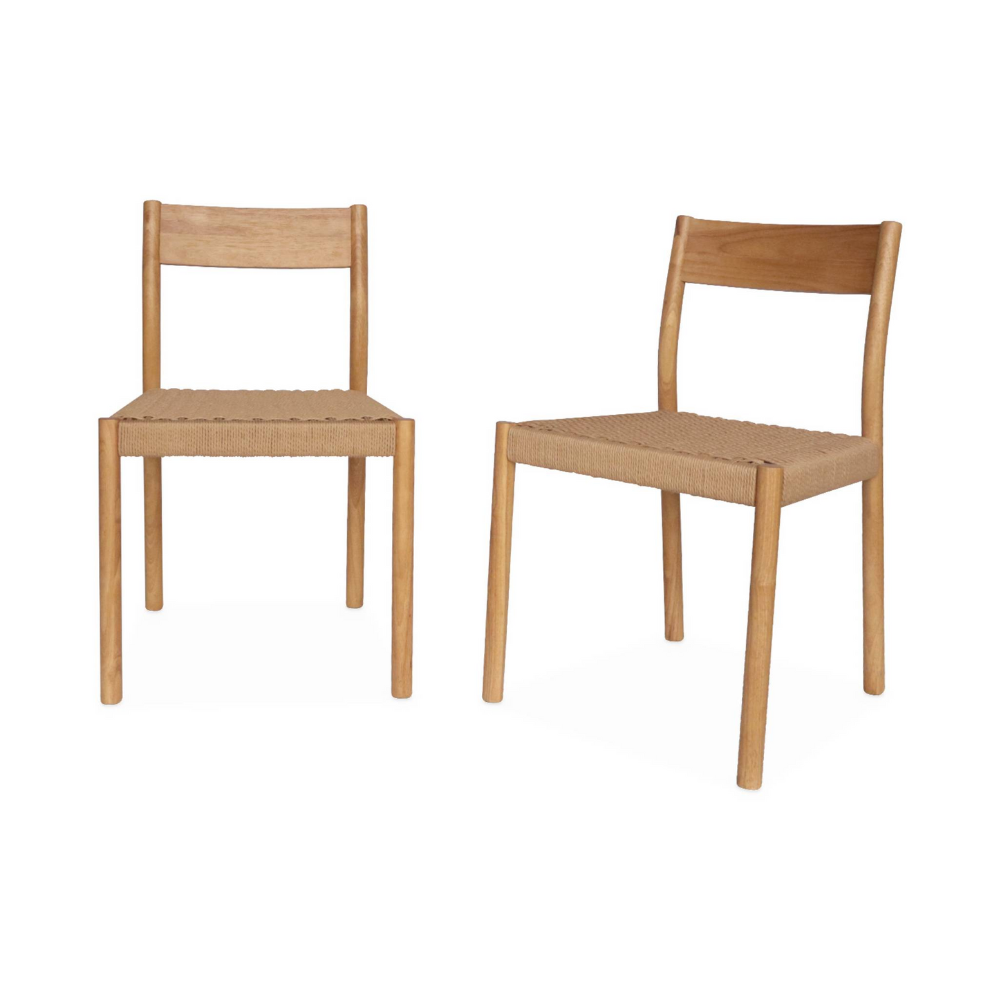 Lot de 2 chaises Japandi naturelles en bois et cordage – Ella