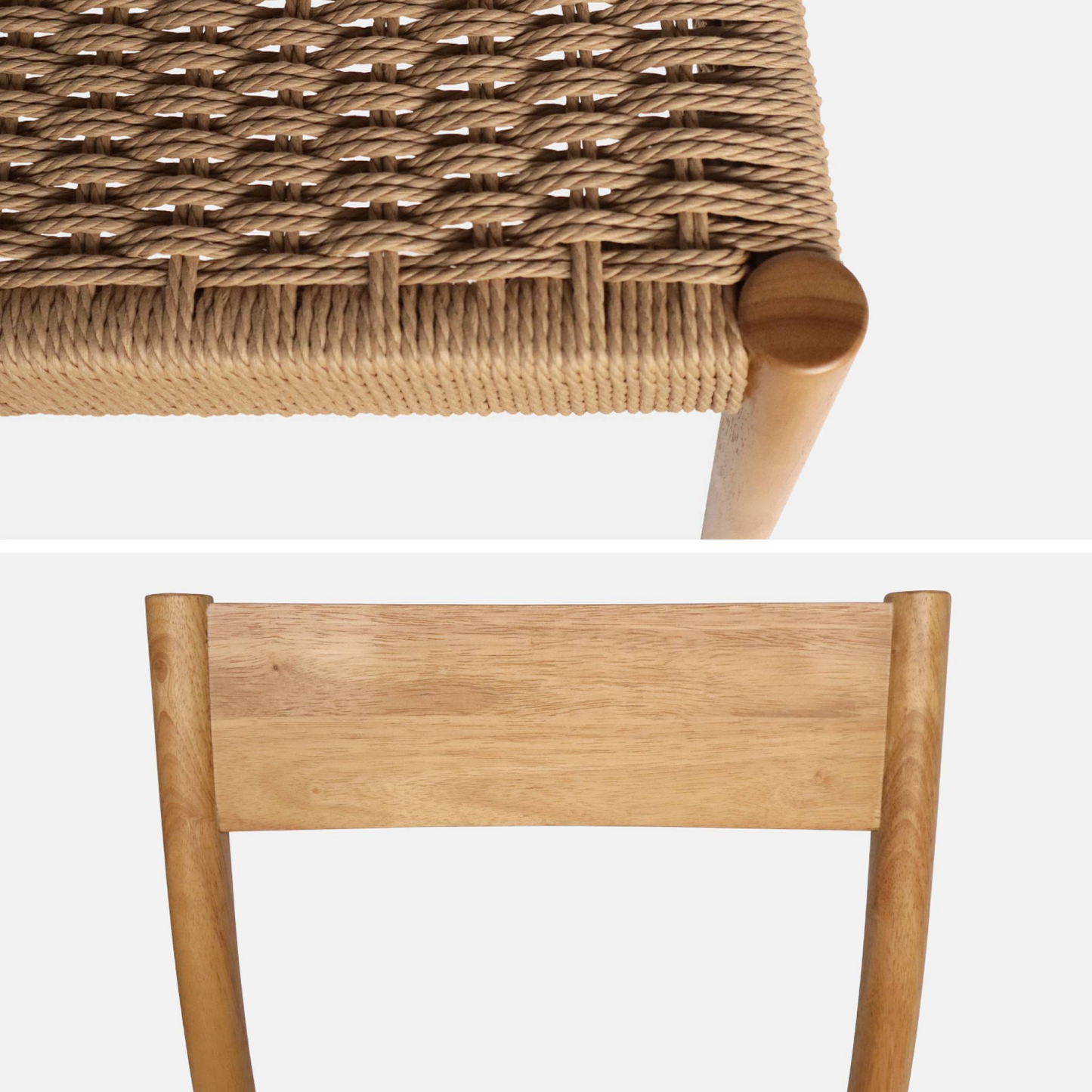 Lot de 2 chaises Japandi naturelles en bois et cordage – Ella
