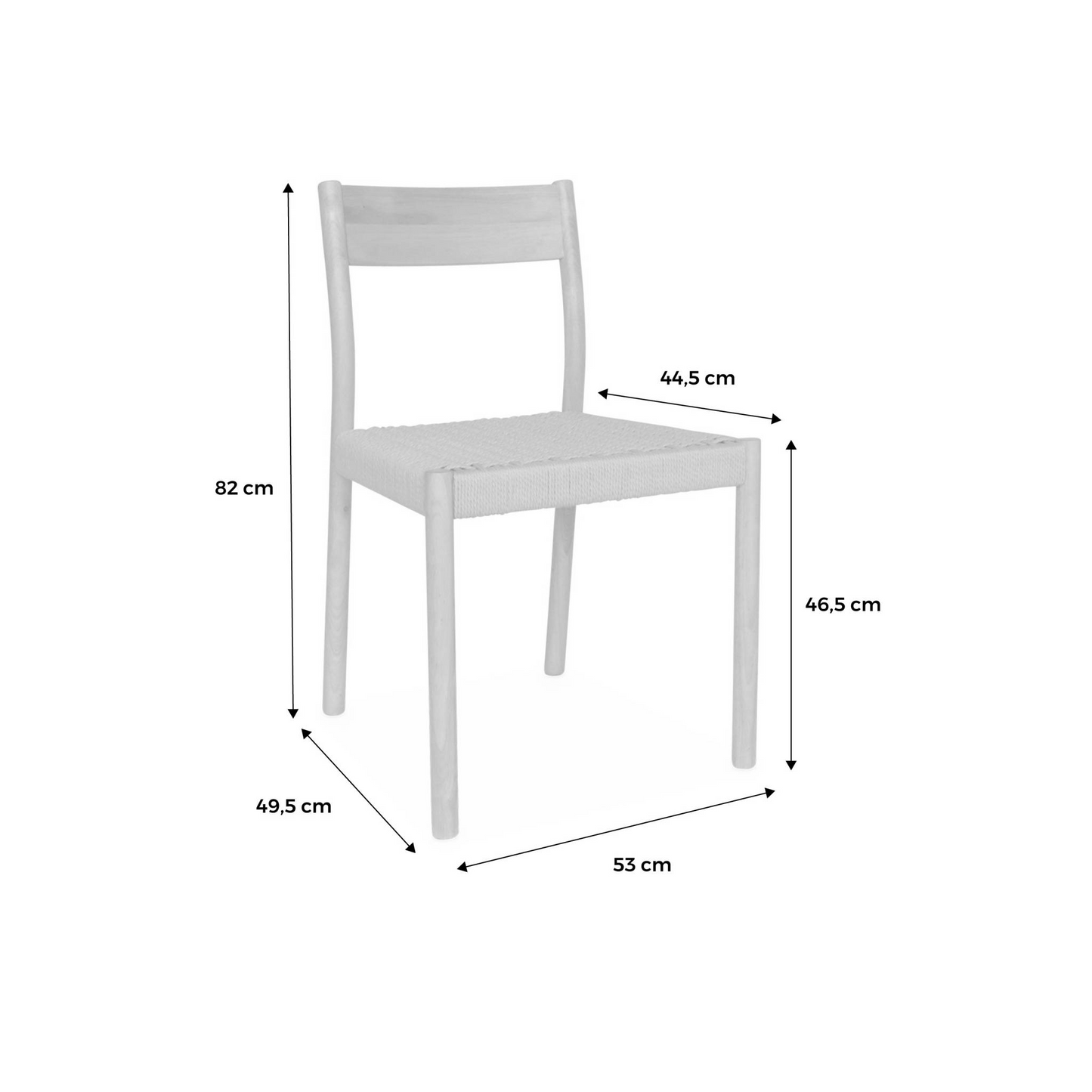 Lot de 2 chaises Japandi naturelles en bois et cordage – Ella