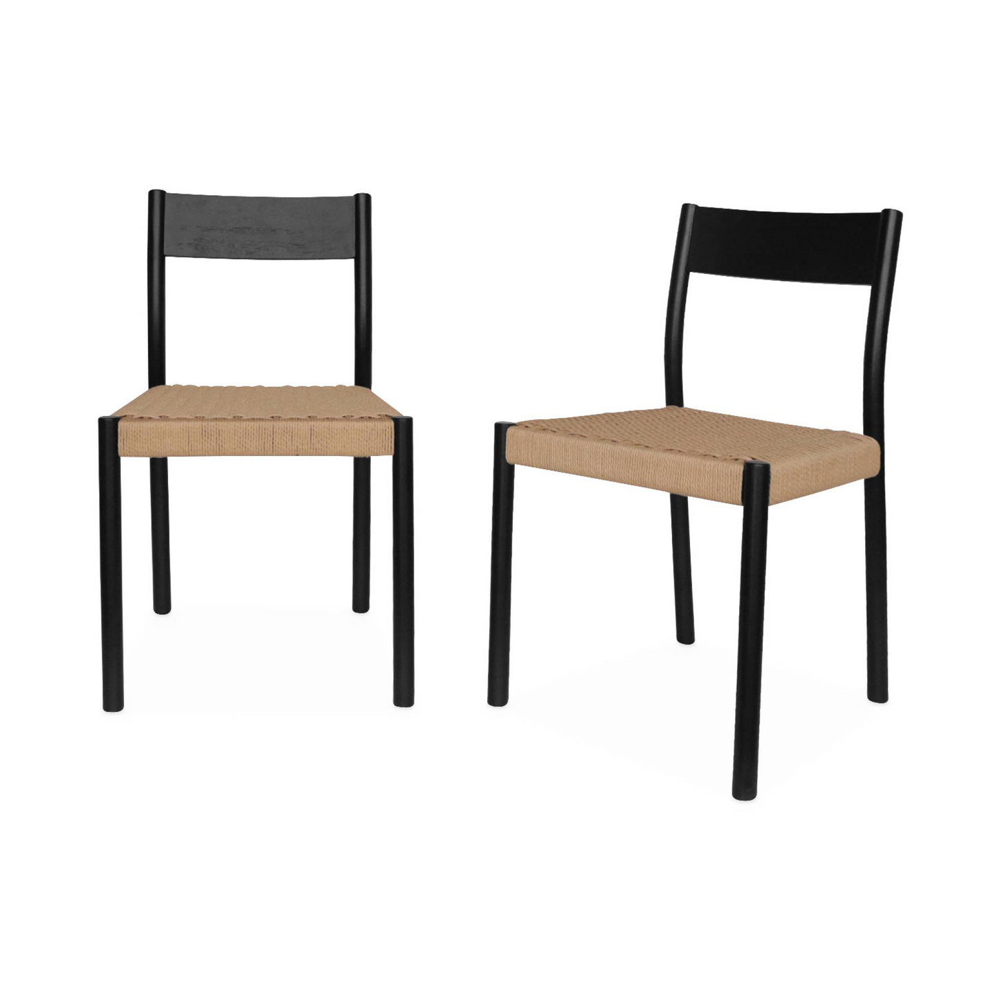 Lot de 2 chaises Japandi naturelles en bois et cordage – Ella