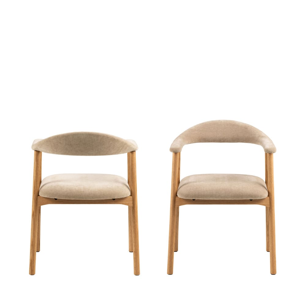 Lot de 2 fauteuils de table Japandi en tissu et bois naturel chiné – Anabate