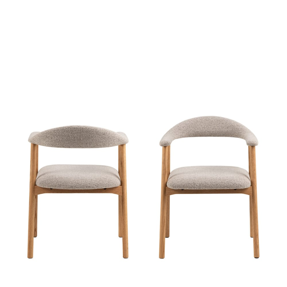 Lot de 2 fauteuils de table Japandi en tissu et bois naturel chiné – Anabate