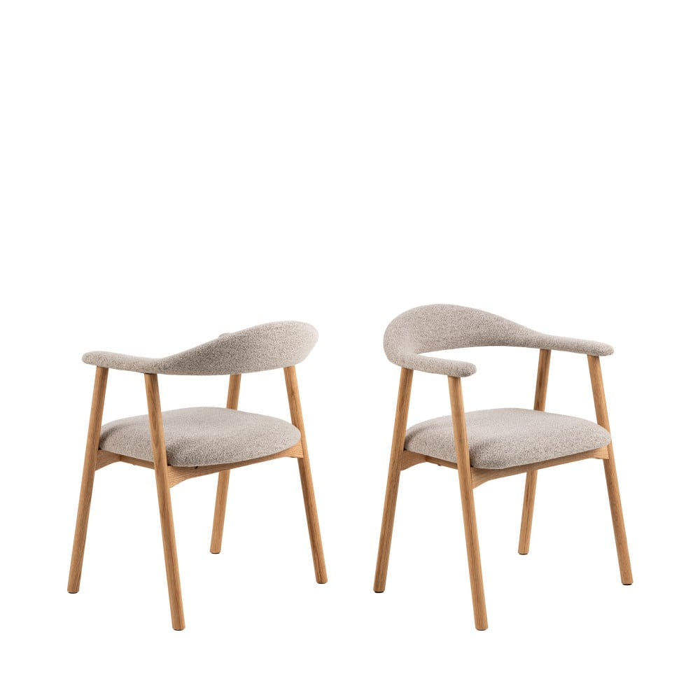 Lot de 2 fauteuils de table Japandi en tissu et bois naturel chiné – Anabate