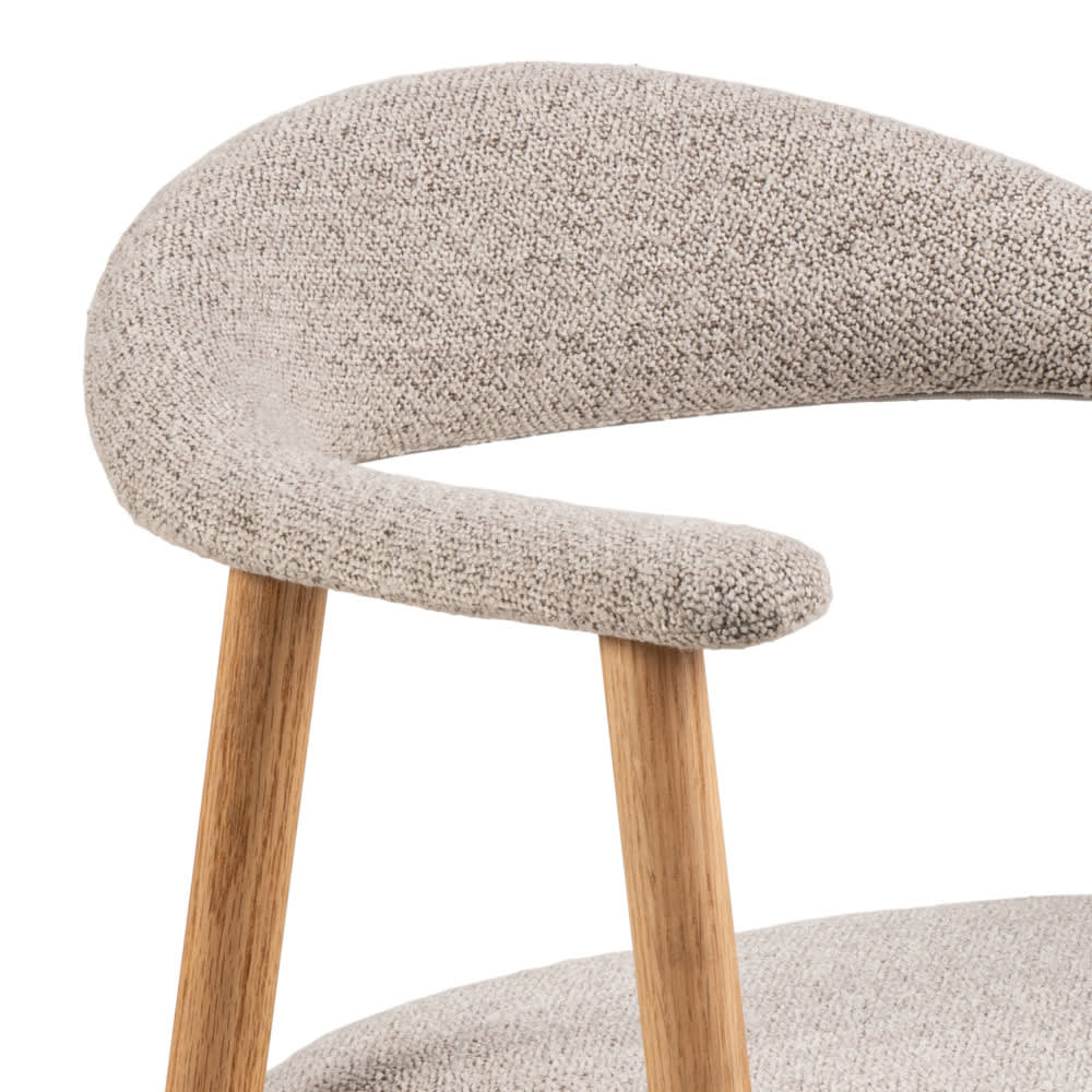 Lot de 2 fauteuils de table Japandi en tissu et bois naturel chiné – Anabate