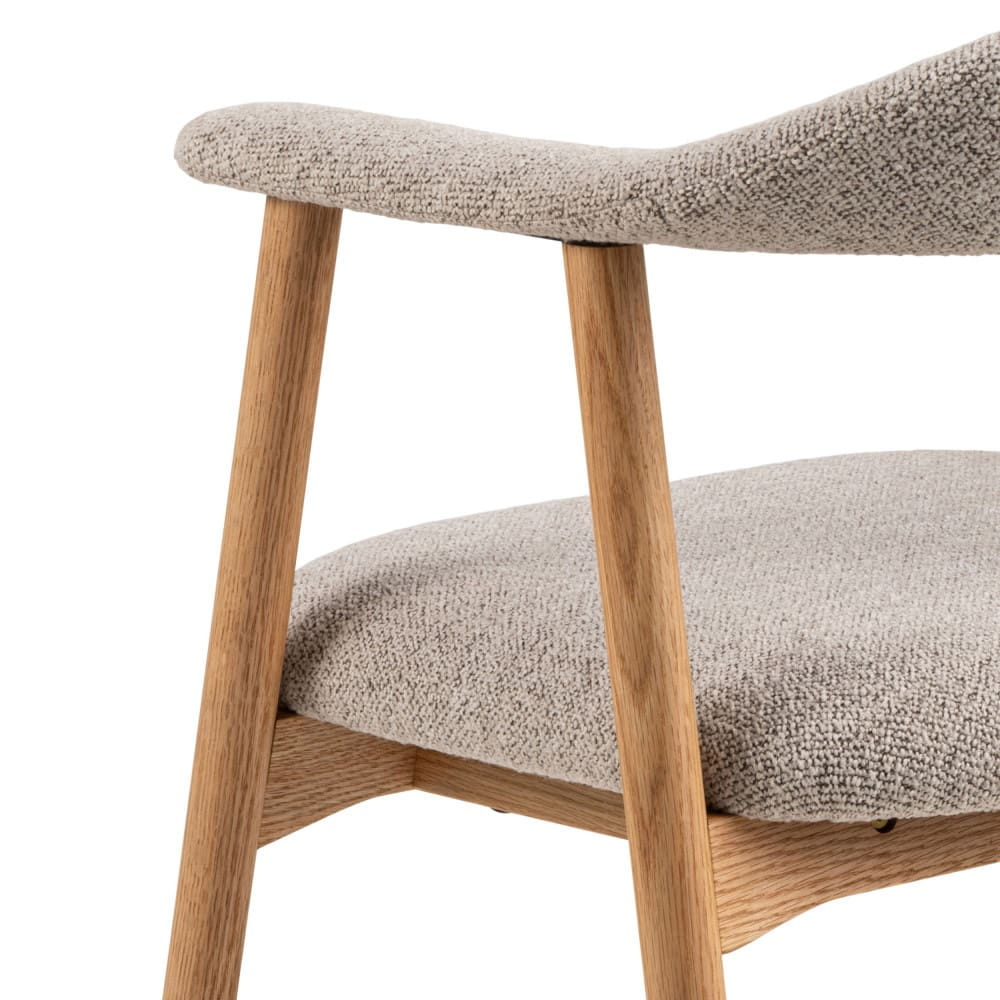 Lot de 2 fauteuils de table Japandi en tissu et bois naturel chiné – Anabate