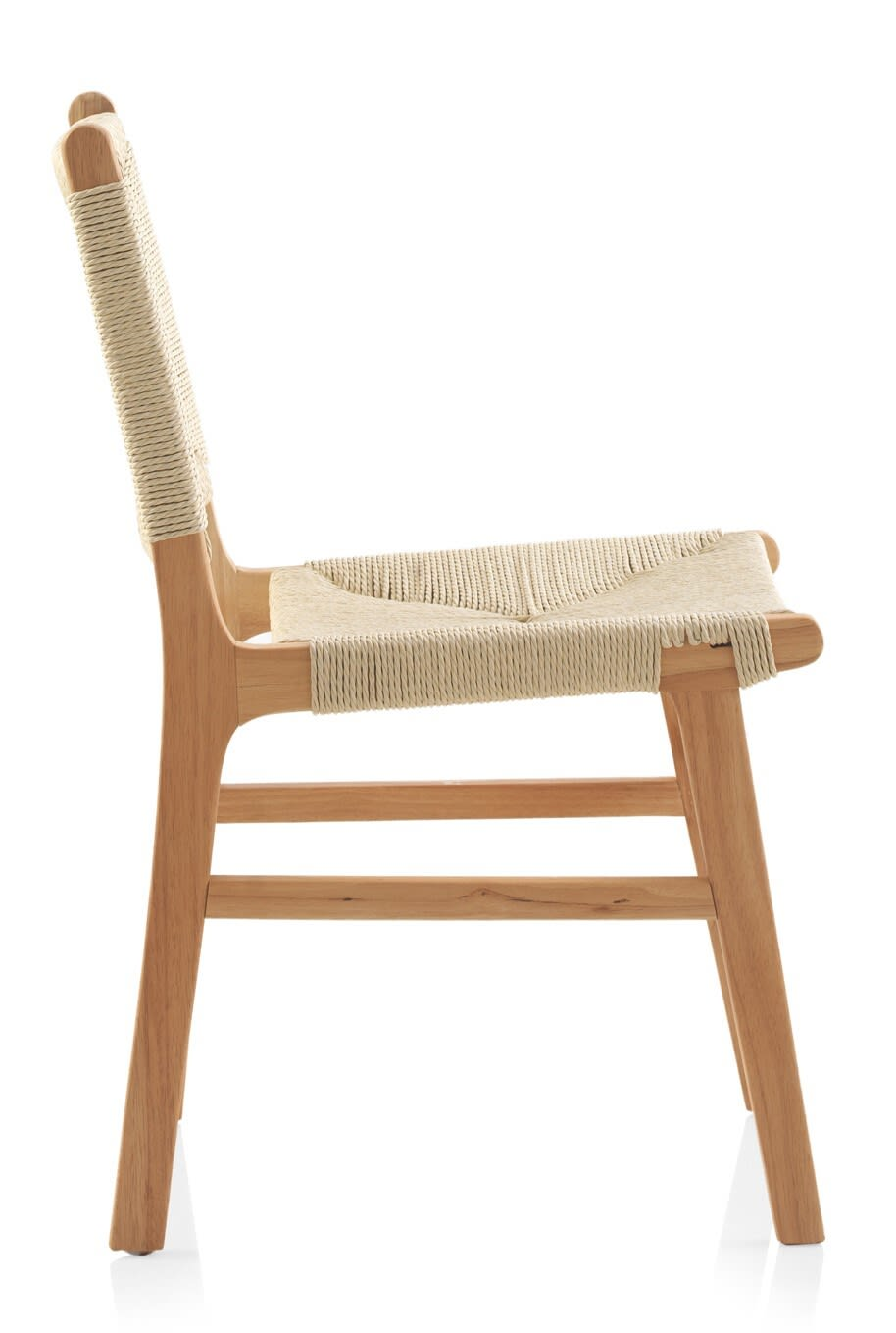 Lot de 4 chaises Japandi en bois d'hévéa avec assise et dossier tressés