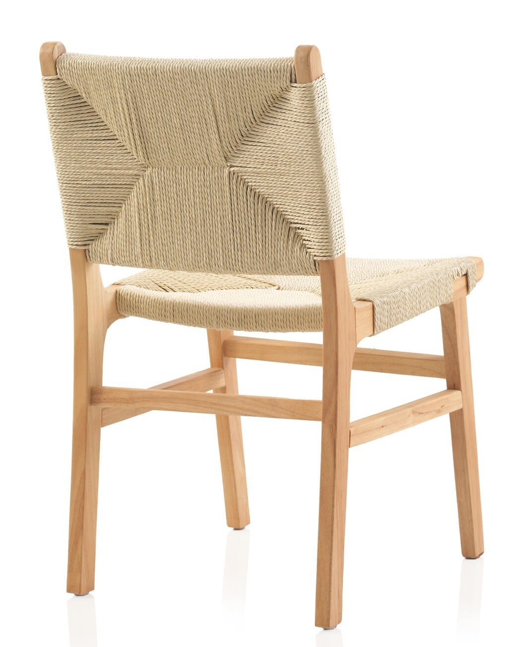 Lot de 4 chaises Japandi en bois d'hévéa avec assise et dossier tressés – Nom du Produit