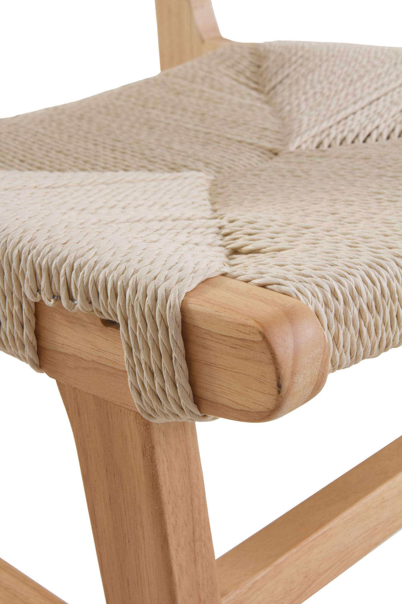 Lot de 4 chaises Japandi en bois d'hévéa avec assise et dossier tressés – Nom du Produit
