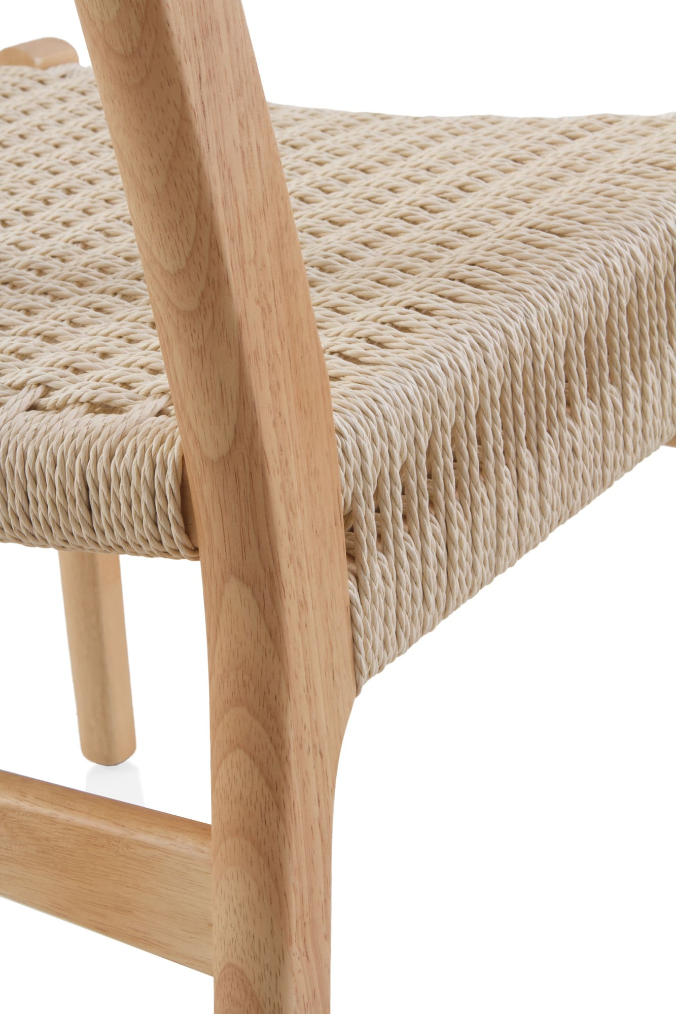 Lot de 4 chaises Japandi en bois d'hévéa avec assise et dossier tressés – Nom du Produit