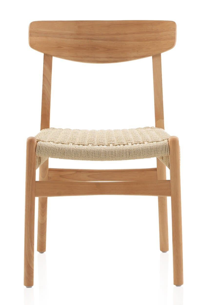 Lot de 4 chaises Japandi en hévéa avec assise tressée – Nom du Produit