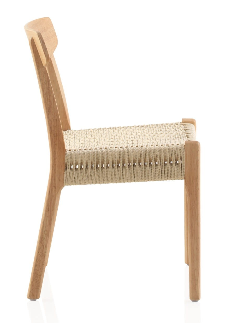 Lot de 4 chaises Japandi en hévéa avec assise tressée – Nom du Produit