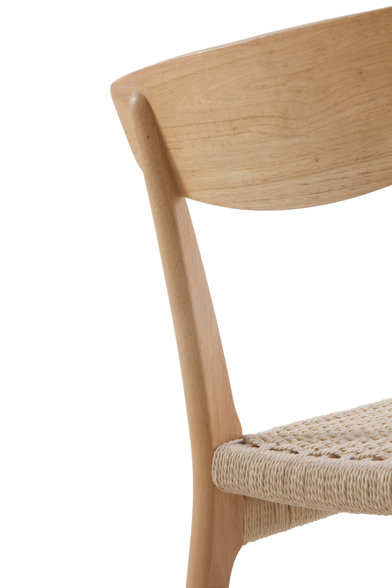 Lot de 4 chaises Japandi en hévéa avec assise tressée