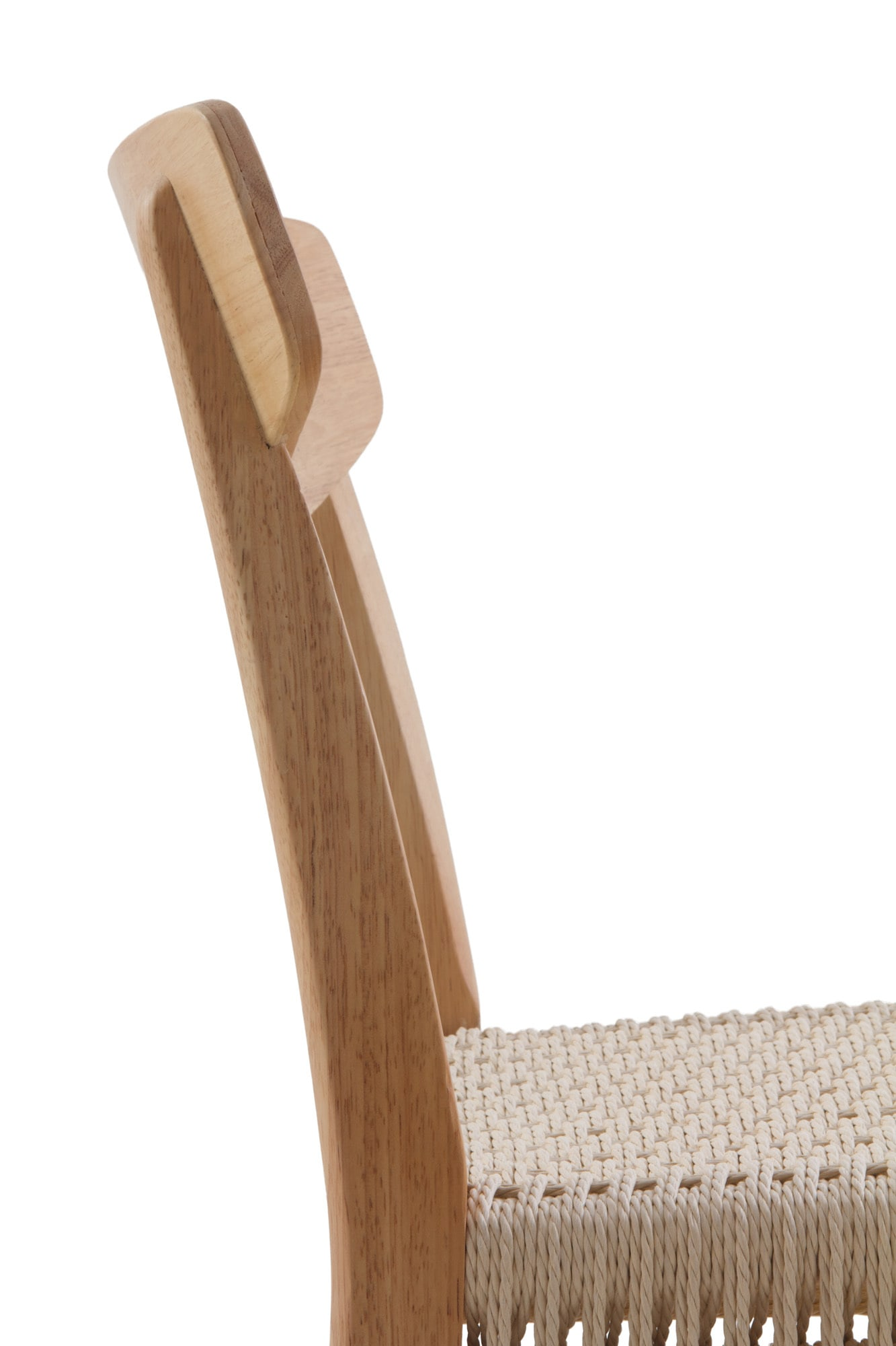 Lot de 4 chaises Japandi en hévéa avec assise tressée – Nom du Produit