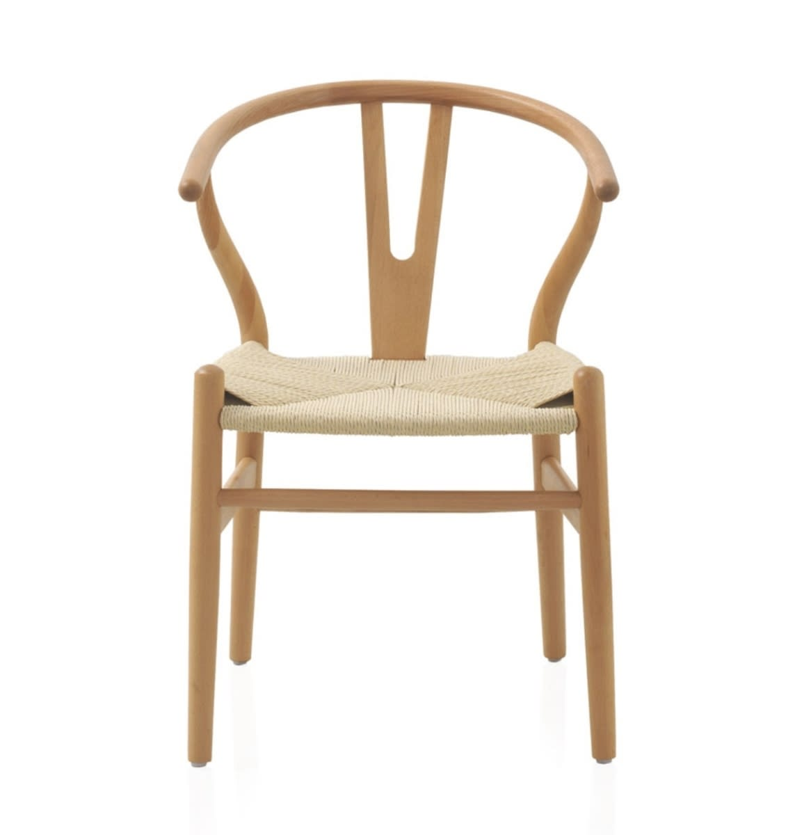 Lot de 4 Fauteuils Japandi en Hêtre avec Assise Tressée