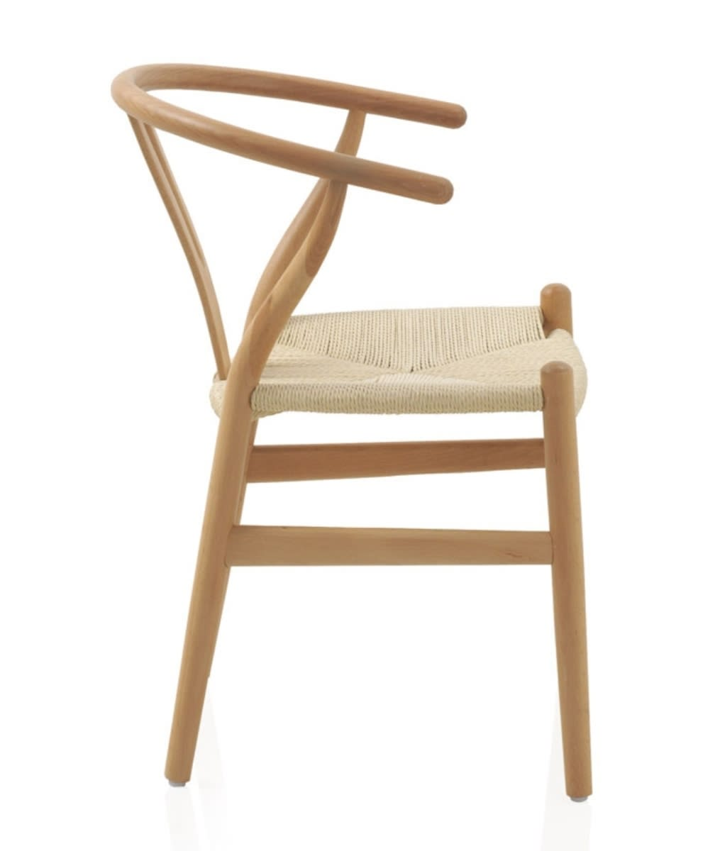 Lot de 4 Fauteuils Japandi en Hêtre avec Assise Tressée