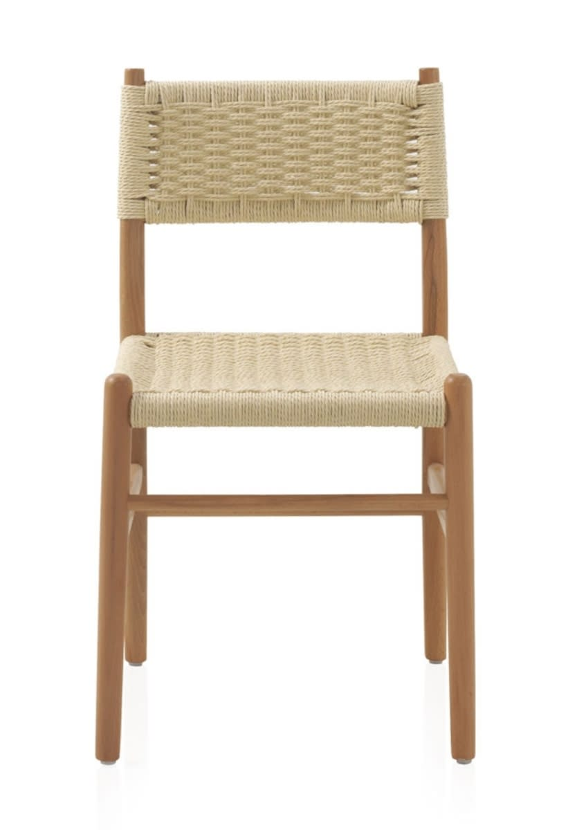 Lot de 4 Fauteuils en Hêtre Japandi avec Assise Tressée