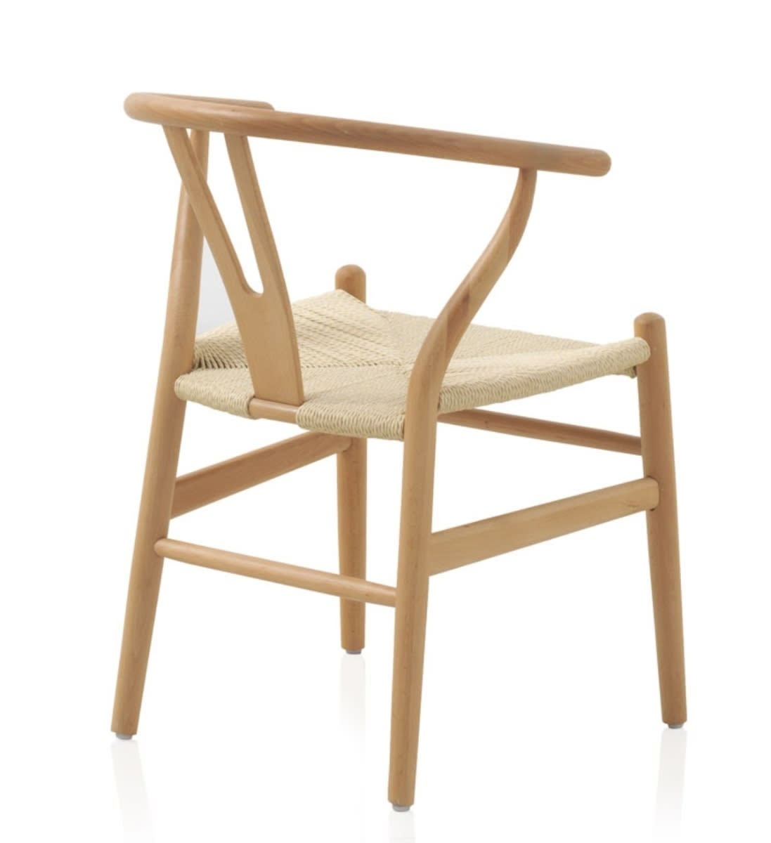 Lot de 4 Fauteuils Japandi en Hêtre avec Assise Tressée