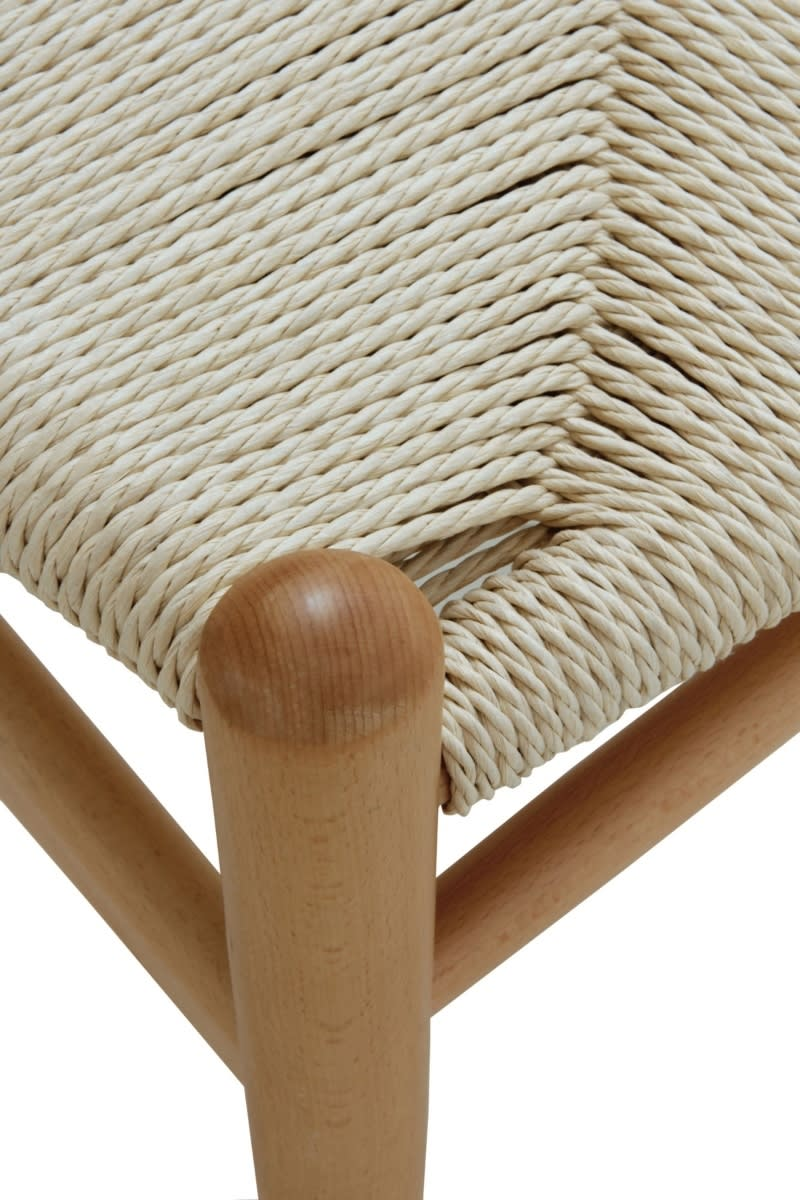 Lot de 4 Fauteuils Japandi en Hêtre avec Assise Tressée
