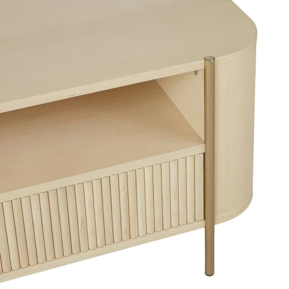 Meuble TV Japandi beige et métal laiton – ORMOND