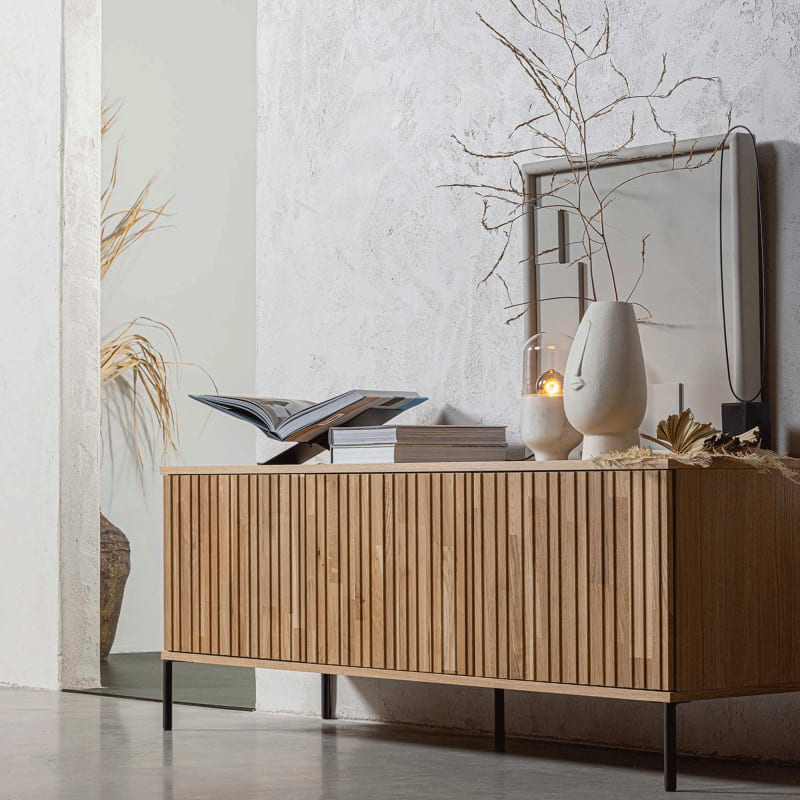 Meuble TV Japandi en chêne FSC 3 portes 150cm - May