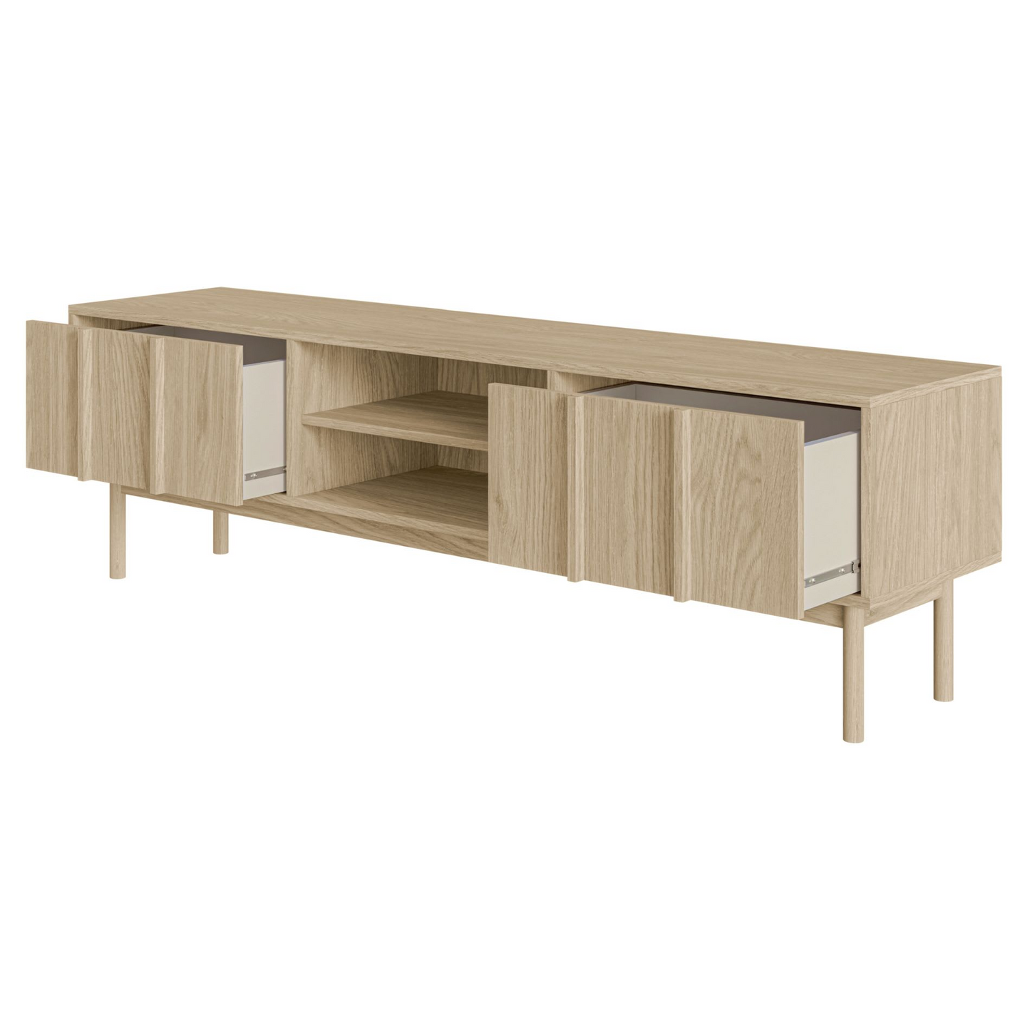 Meuble TV Japandi 2 tiroirs en aspect chêne 170 cm – Neksto