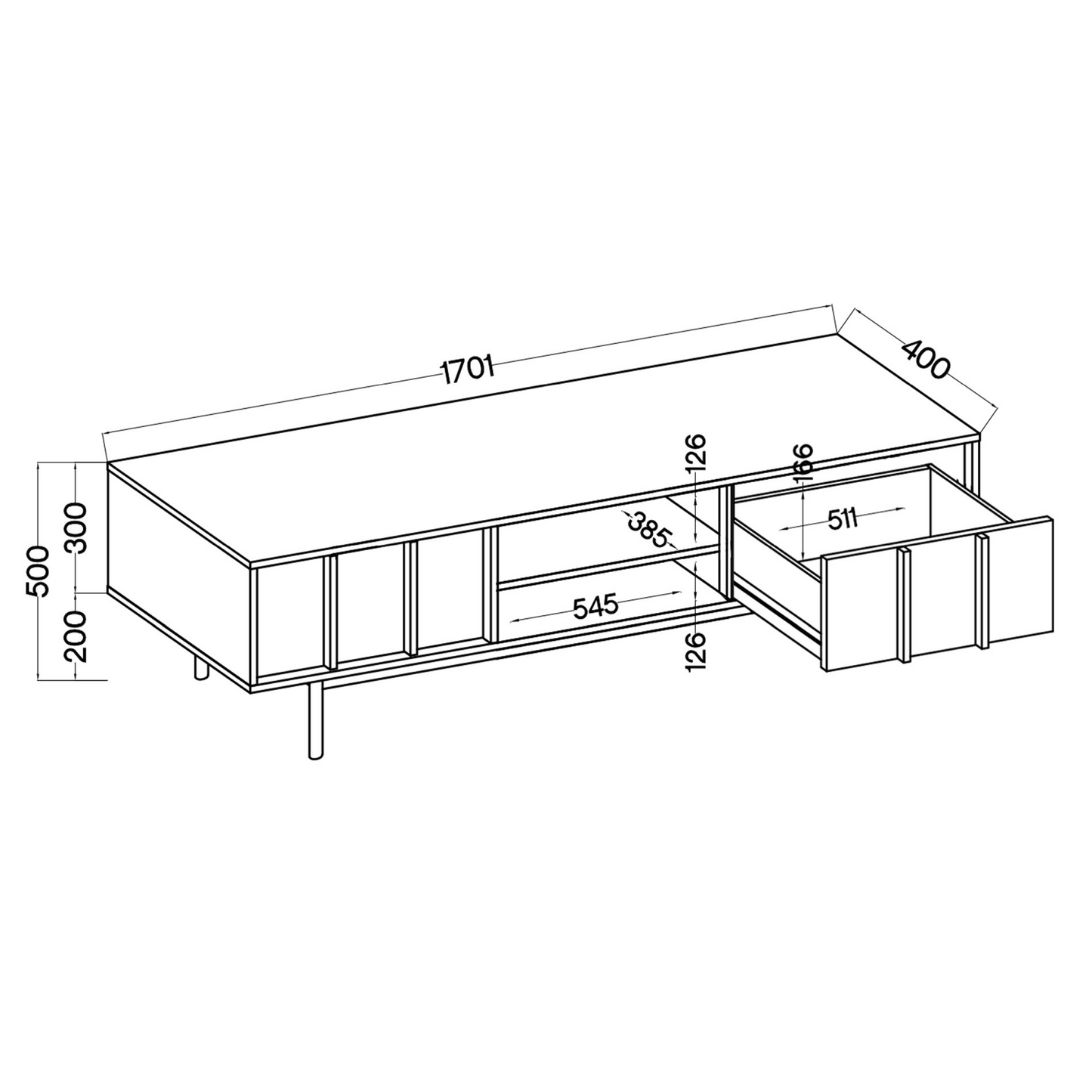 Meuble TV Japandi 2 tiroirs en aspect chêne 170 cm – Neksto