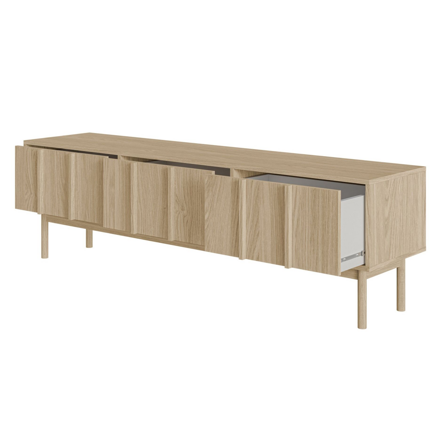 Meuble TV Japandi 3 tiroirs en aspect chêne 170 cm – Neksto