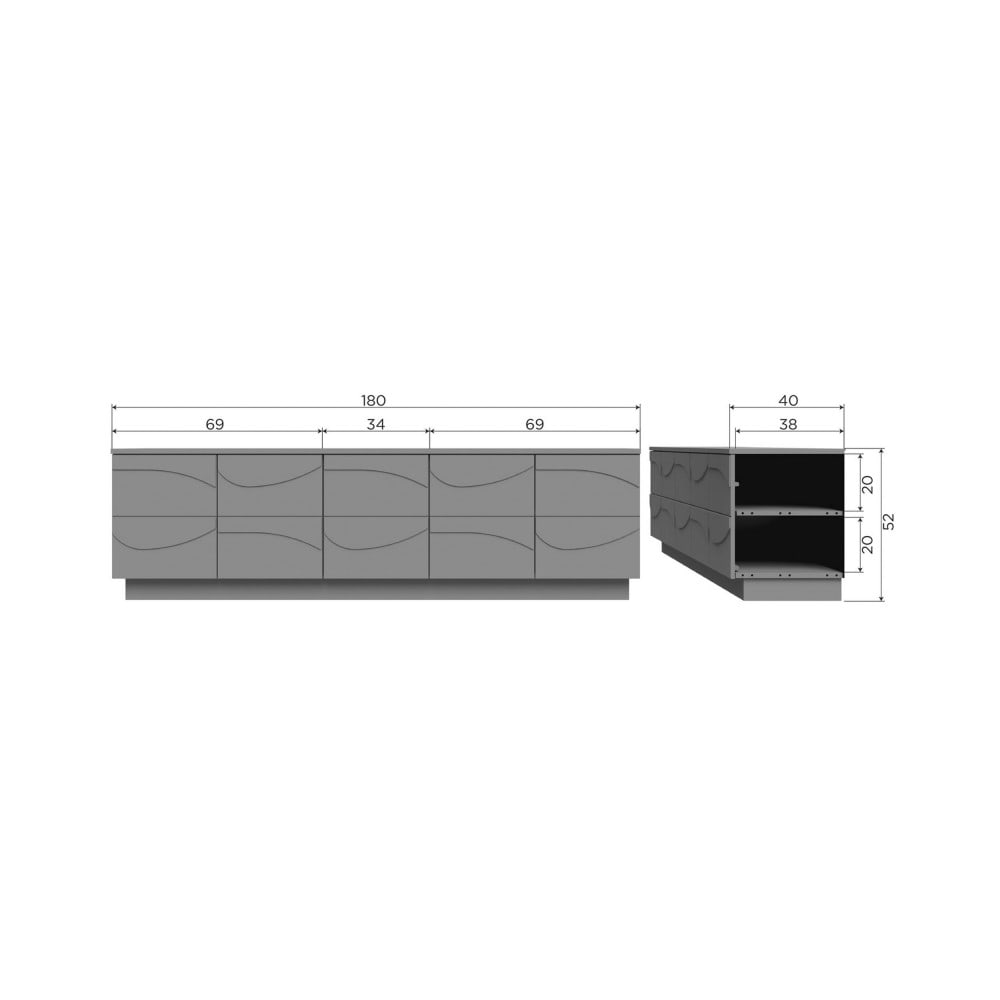 Meuble TV Japandi en bois 5 portes L180cm marron – Teo