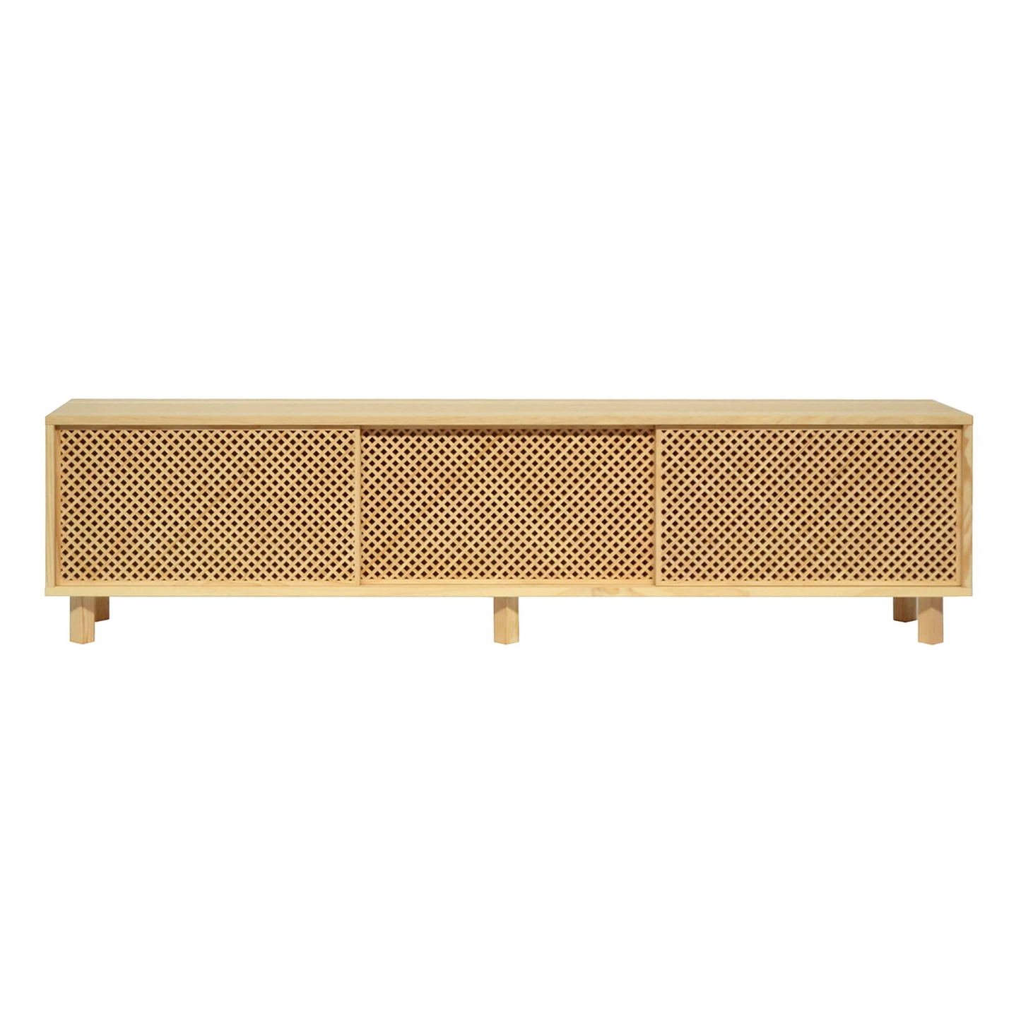 Meuble TV Japandi en bois massif naturel 180 cm non verni – Menorca